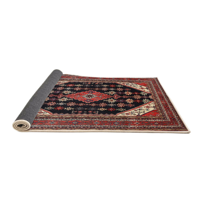 Sideview of Traditional Orange Salmon Pink Medallion Rug, tr261