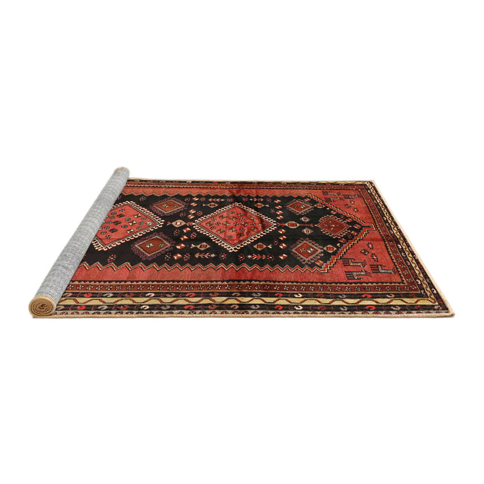 Sideview of Machine Washable Traditional Saffron Red Rug, wshtr2610