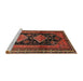 Sideview of Machine Washable Traditional Saffron Red Rug, wshtr2610