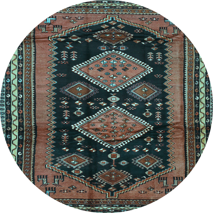 Round Machine Washable Persian Light Blue Traditional Rug, wshtr2610lblu