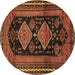 Round Persian Brown Traditional Rug, tr2610brn