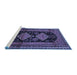 Sideview of Machine Washable Persian Blue Traditional Rug, wshtr2610blu