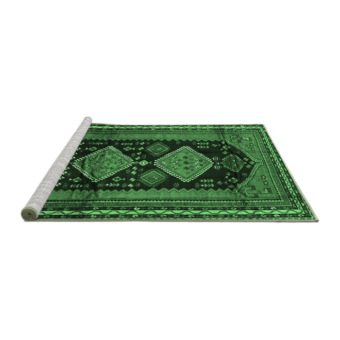 Sideview of Machine Washable Persian Emerald Green Traditional Area Rugs, wshtr2610emgrn