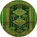 Square Persian Green Traditional Rug, tr2610grn