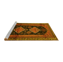 Sideview of Machine Washable Persian Yellow Traditional Rug, wshtr2610yw