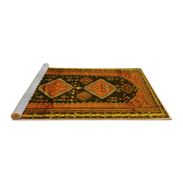 Sideview of Machine Washable Persian Yellow Traditional Rug, wshtr2610yw