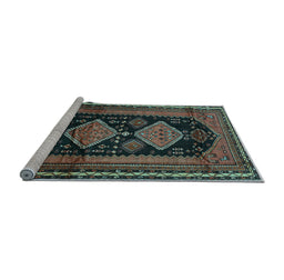 Sideview of Machine Washable Persian Light Blue Traditional Rug, wshtr2610lblu