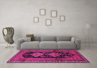 Machine Washable Persian Pink Traditional Rug, wshtr2610pnk