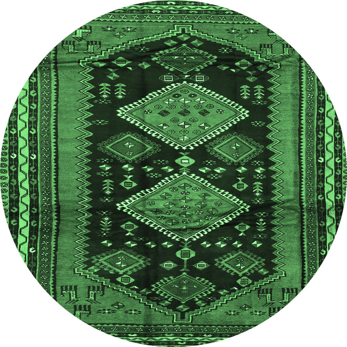 Round Persian Emerald Green Traditional Rug, tr2610emgrn
