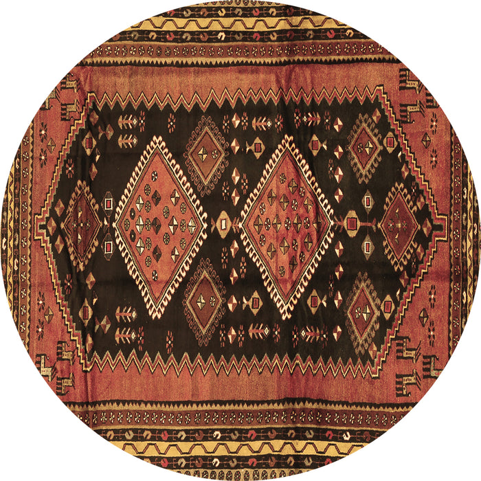 Round Machine Washable Persian Brown Traditional Rug, wshtr2610brn