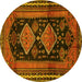 Round Machine Washable Persian Yellow Traditional Rug, wshtr2610yw