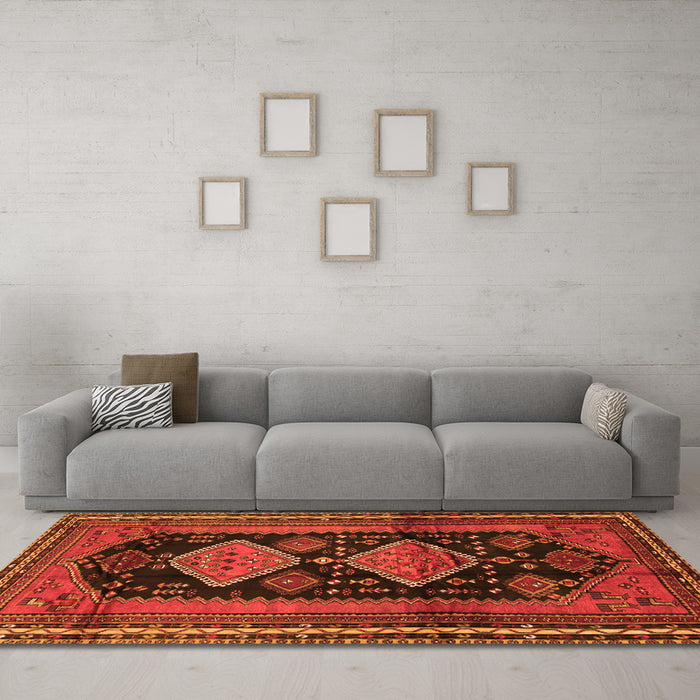 Machine Washable Persian Orange Traditional Area Rugs in a Living Room, wshtr2610org