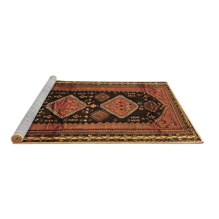 Sideview of Machine Washable Persian Brown Traditional Rug, wshtr2610brn