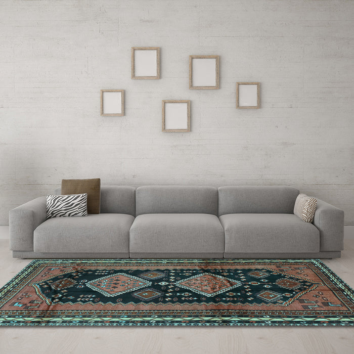 Machine Washable Persian Light Blue Traditional Rug in a Living Room, wshtr2610lblu