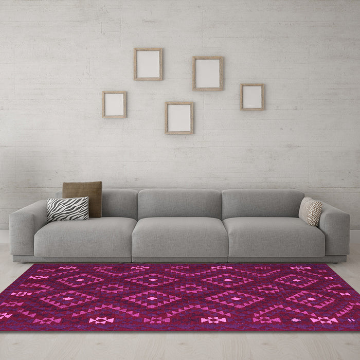 Machine Washable Southwestern Pink Country Rug in a Living Room, wshtr2611pnk