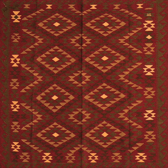 Round Machine Washable Southwestern Orange Country Area Rugs, wshtr2611org