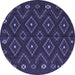 Round Southwestern Blue Country Rug, tr2611blu