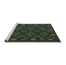 Sideview of Machine Washable Southwestern Turquoise Country Area Rugs, wshtr2611turq