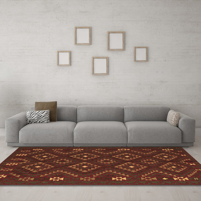 Machine Washable Southwestern Brown Country Rug in a Living Room,, wshtr2611brn