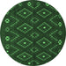 Round Southwestern Emerald Green Country Rug, tr2611emgrn