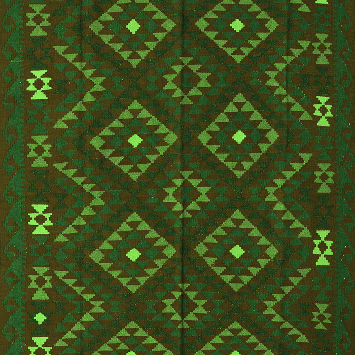 Serging Thickness of Machine Washable Southwestern Green Country Area Rugs, wshtr2611grn