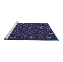 Sideview of Machine Washable Southwestern Blue Country Rug, wshtr2611blu
