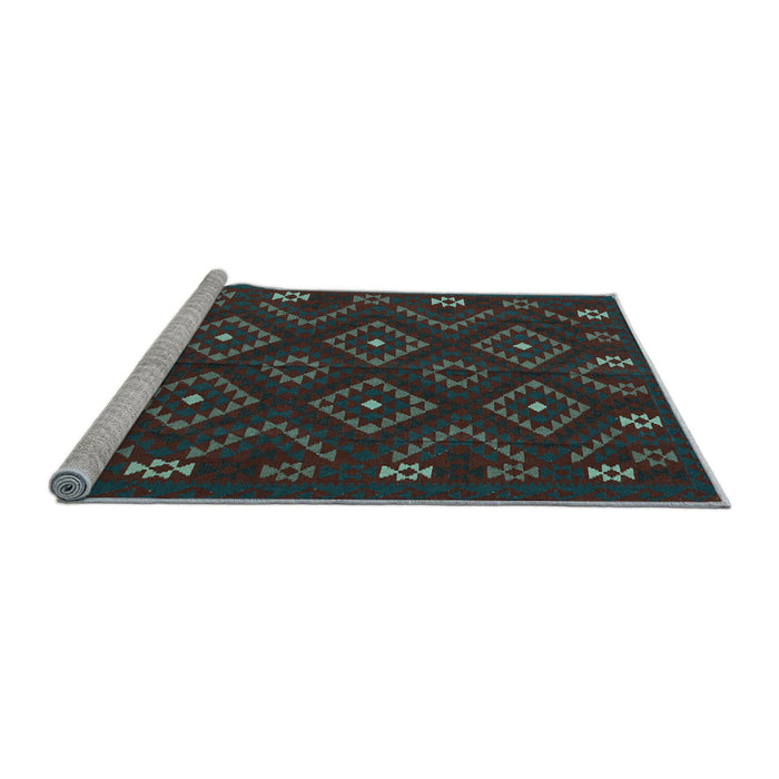 Sideview of Machine Washable Southwestern Light Blue Country Rug, wshtr2611lblu