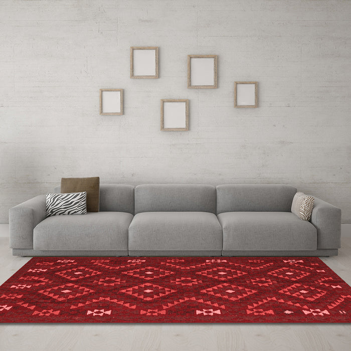 Country Red Washable Rugs