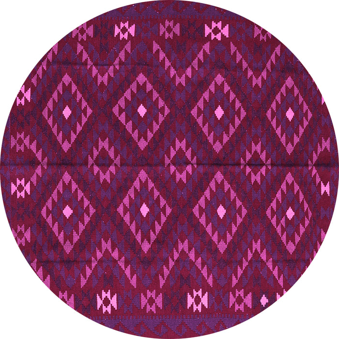 Round Machine Washable Southwestern Pink Country Rug, wshtr2611pnk