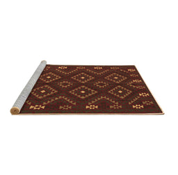 Sideview of Machine Washable Southwestern Brown Country Rug, wshtr2611brn
