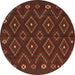 Round Southwestern Brown Country Rug, tr2611brn