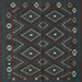 Square Machine Washable Southwestern Light Blue Country Rug, wshtr2611lblu