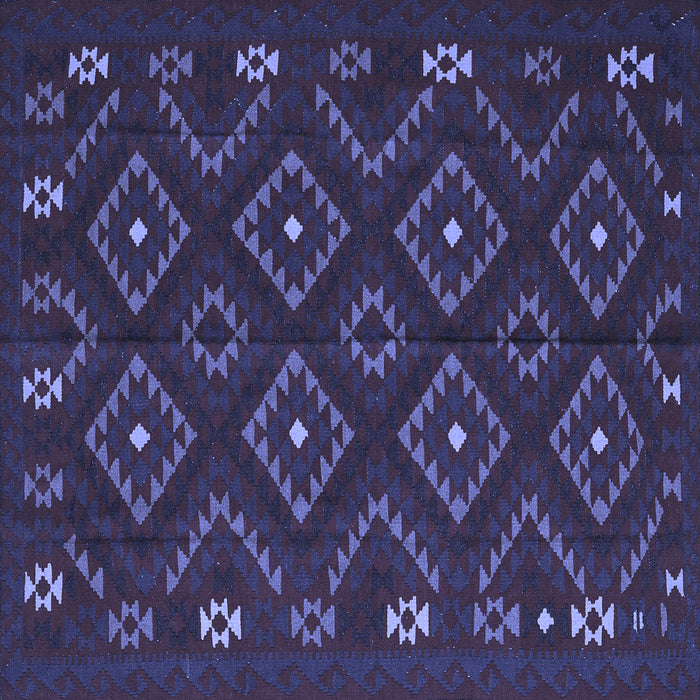Square Machine Washable Southwestern Blue Country Rug, wshtr2611blu