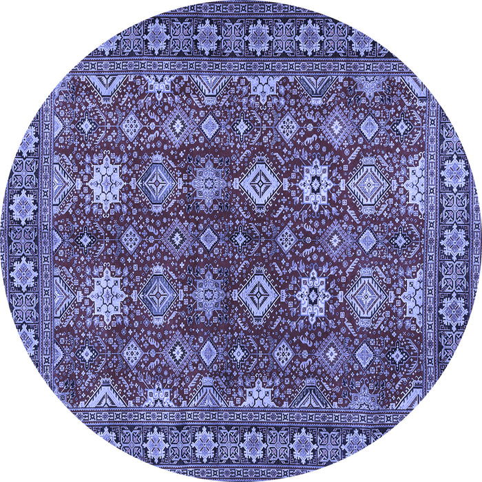 Round Persian Blue Traditional Rug, tr2612blu
