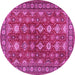 Round Machine Washable Persian Pink Traditional Rug, wshtr2612pnk