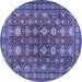 Round Machine Washable Persian Blue Traditional Rug, wshtr2612blu