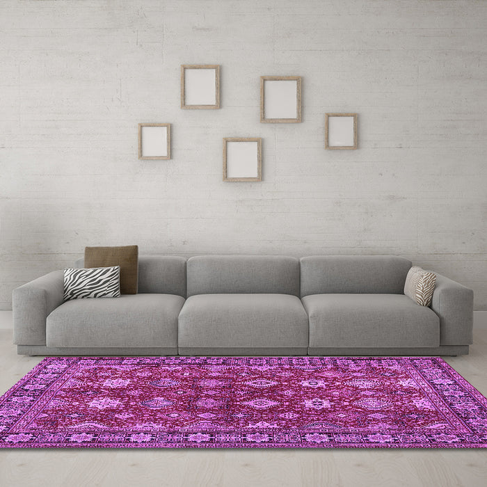 Machine Washable Persian Purple Traditional Area Rugs in a Living Room, wshtr2612pur