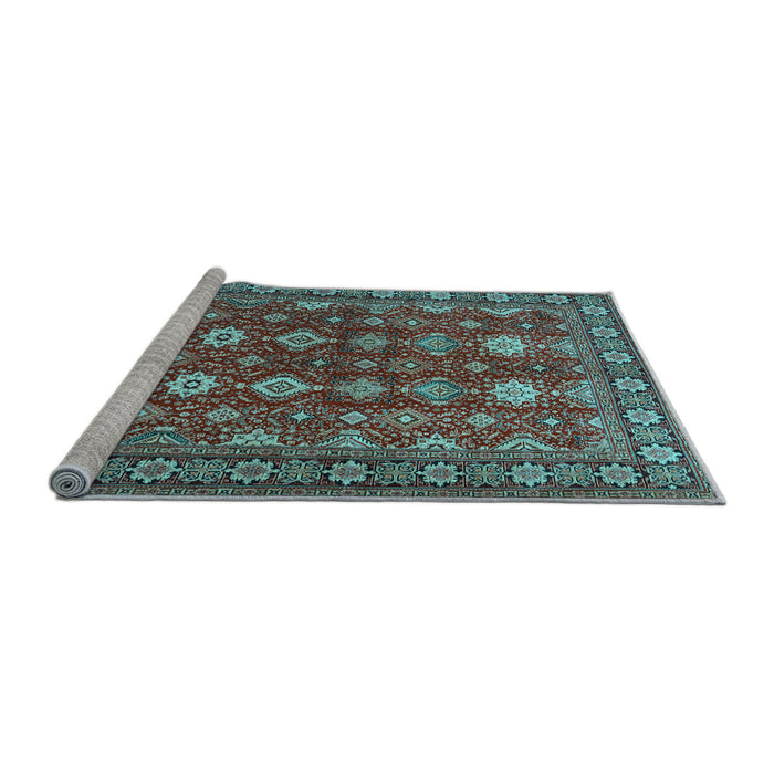 Sideview of Machine Washable Persian Light Blue Traditional Rug, wshtr2612lblu
