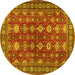 Round Persian Yellow Traditional Rug, tr2612yw