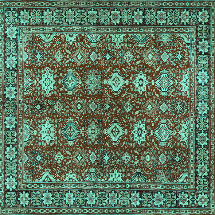 Square Machine Washable Persian Turquoise Traditional Area Rugs, wshtr2612turq