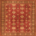 Round Machine Washable Persian Orange Traditional Area Rugs, wshtr2612org