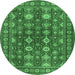 Round Persian Emerald Green Traditional Rug, tr2612emgrn