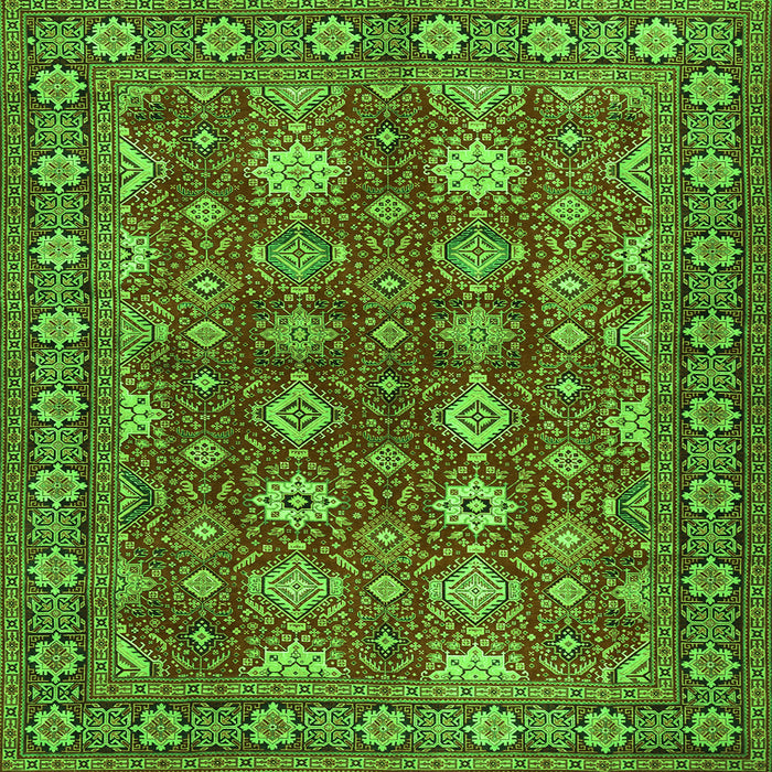 Round Machine Washable Persian Green Traditional Area Rugs, wshtr2612grn