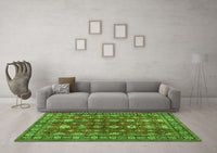 Machine Washable Persian Green Traditional Rug, wshtr2612grn