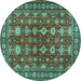 Round Machine Washable Persian Turquoise Traditional Area Rugs, wshtr2612turq