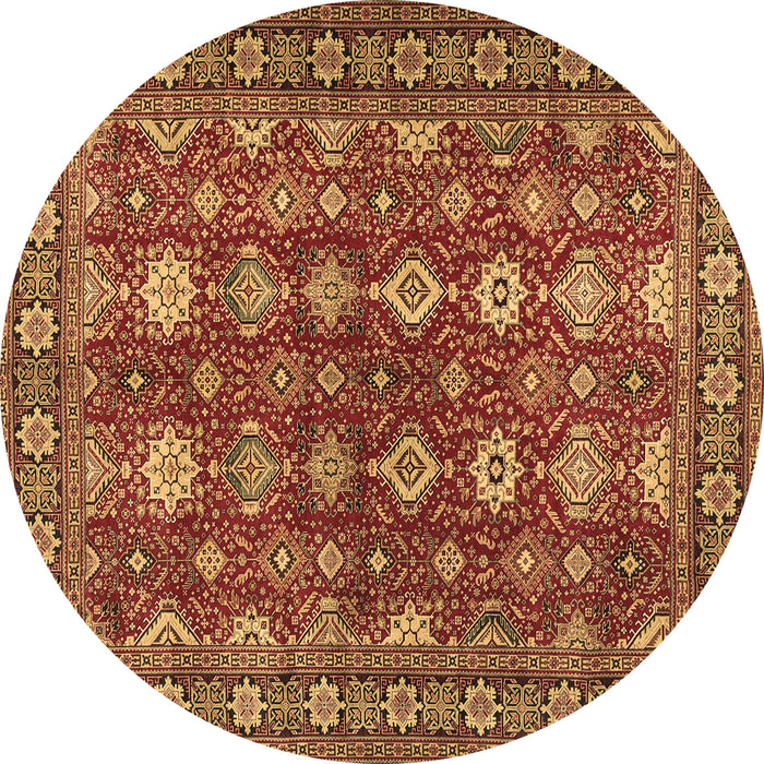 Round Machine Washable Persian Brown Traditional Rug, wshtr2612brn