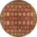 Round Machine Washable Persian Brown Traditional Rug, wshtr2612brn