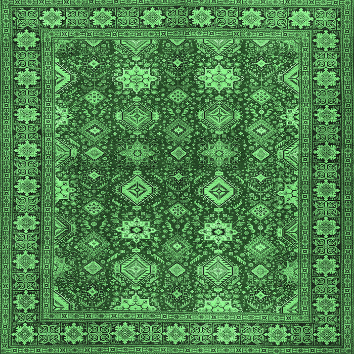 Square Persian Emerald Green Traditional Rug, tr2612emgrn
