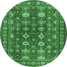 Round Machine Washable Persian Emerald Green Traditional Area Rugs, wshtr2612emgrn