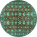 Round Persian Turquoise Traditional Rug, tr2612turq
